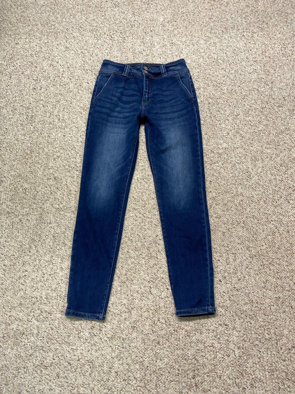 9/28 Kancan High-Rise Double Button Y2k Lightly Distressed Skinny Jeans